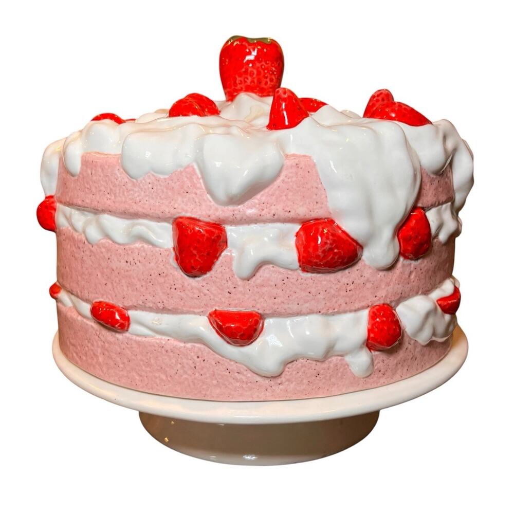 Strawberry Shortcake Pedestal Footed Cake Stand Vintage Ceramic - 2 Small Chips